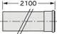 Graue Verlängerung aus Polypropylen mit durchgehendem Querschnitt, hergestellt von Vaillant, dargestellt in Seitenansicht mit einer Länge von 2100 mm.
